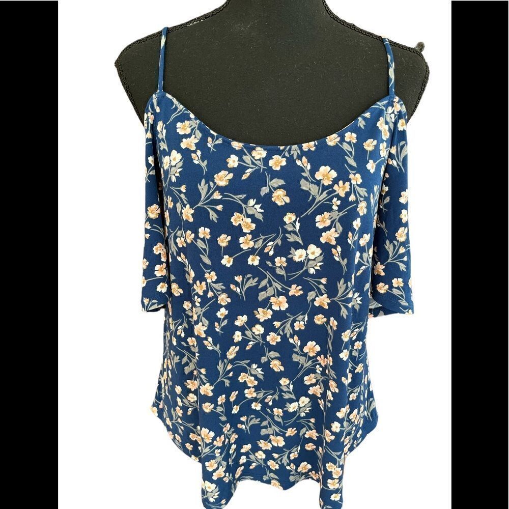 Kaileigh floral spaghetti strap cold shoulder top, size MP